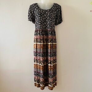 VINTAGE 80s 90s OVERSIZED BOHO GRUNGE FLORAL SUNDRESS